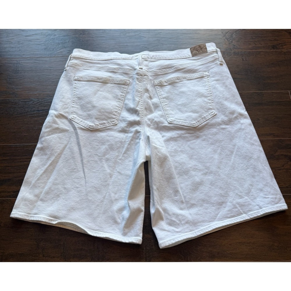 American Eagle Women's White Denim Shorts Stretch Baggy Bermuda Size 16 Casual - Picture 6 of 8